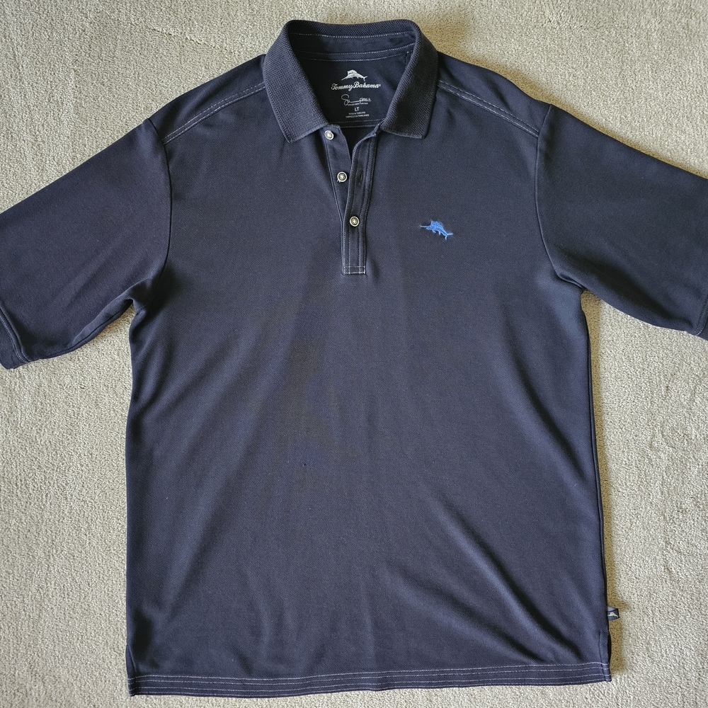 Tommy Bahama Black Polo Shirt Performance Fabric